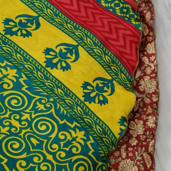 Darn Good Yarn Sari Silk Wrap Skirt Ankle Goddess - Picture 8 of 16